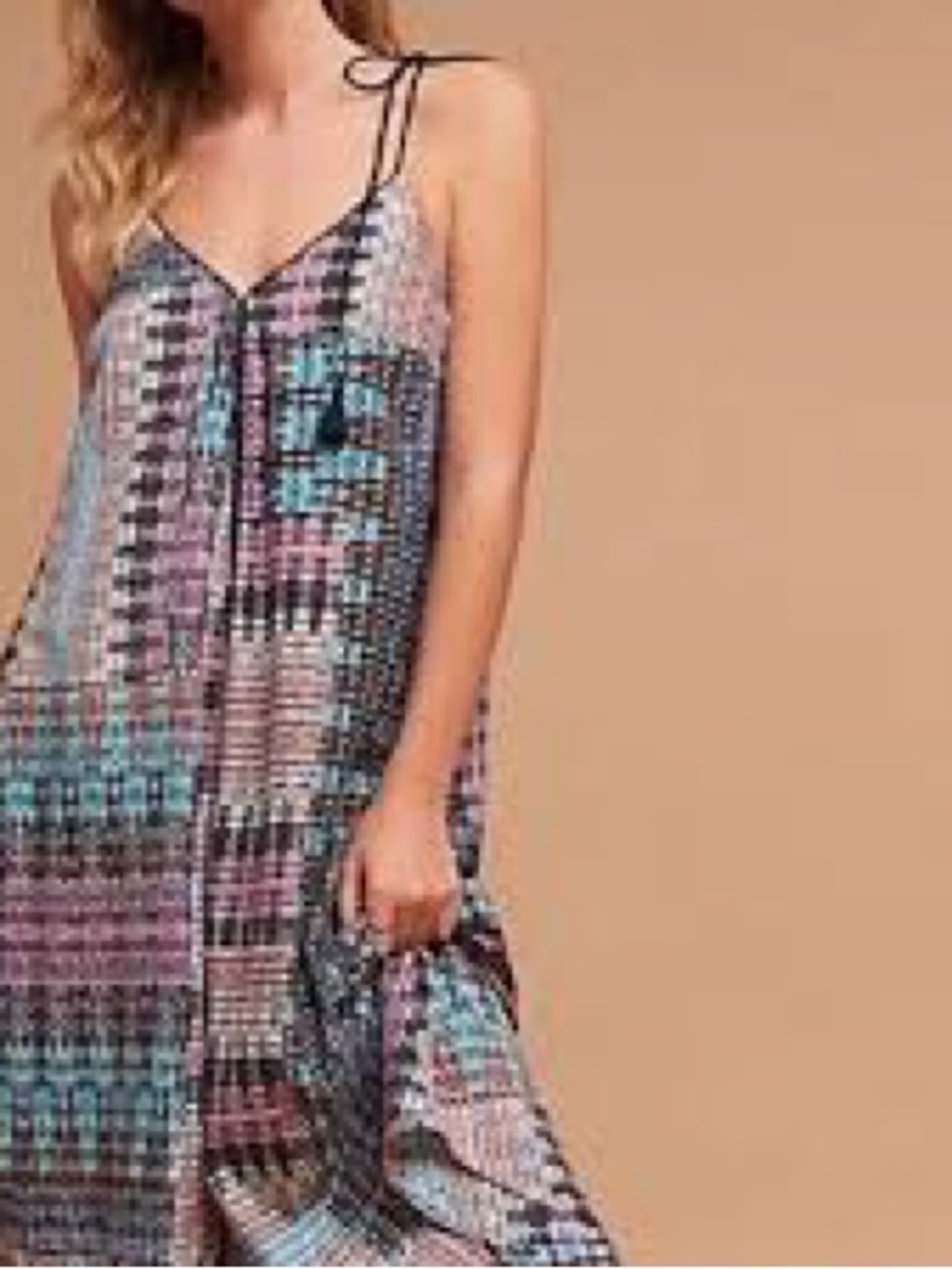 Anthropologie Boho Printed Flowy Midi Dress Size Medium